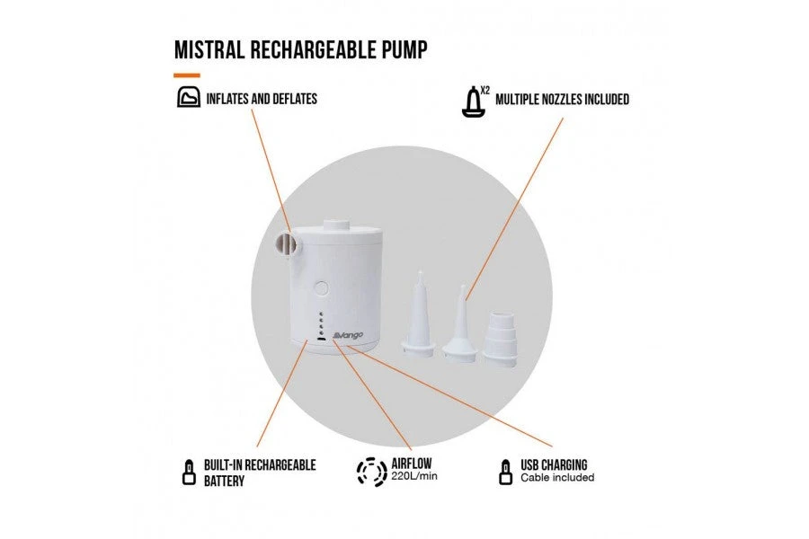 Vango Mistral Rechargeable Pump - Image 3